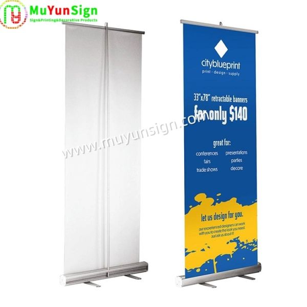 Easy Setup Retractable Roll Up Banner Stand 80x200cm - Professional Exhibition Advertising Display with Travel Bag