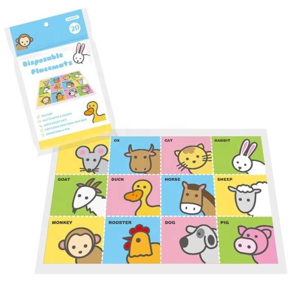 Non Slip Adhesive Disposable Baby Placemat PVC Free For Dining Table