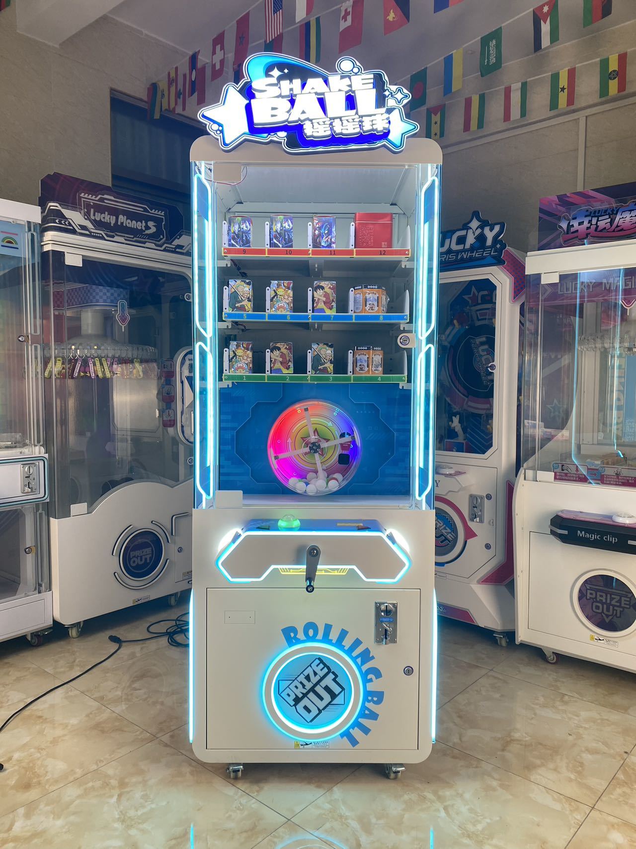 Commercial Rolling Ball Prize Machine, LED Light for Indoor Playground Arcade
