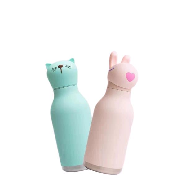  Cartoon Kids Bestie Bottle Insulated Stainless Steel Water Bottle With Detachable Soft Head Fun Drinking For Kids, Flexible Reusable Straw 16 Ounce