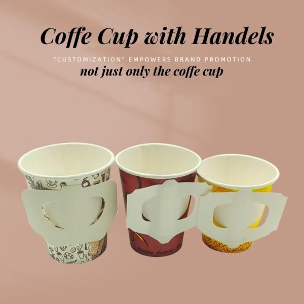 Drinking Cup Disposable Round Customize 8oz with Handle Paper Coffee Cups OEM