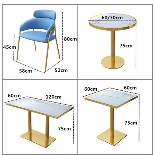 Tissu de table de salle à manger de restaurant en métal et de tapisserie d'ameublement de chaises avec des jambes d'or 800mm