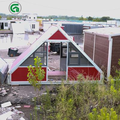 Galvanized Steel Folding Prefab Triangle House Red For Camping And Outdoor Activities