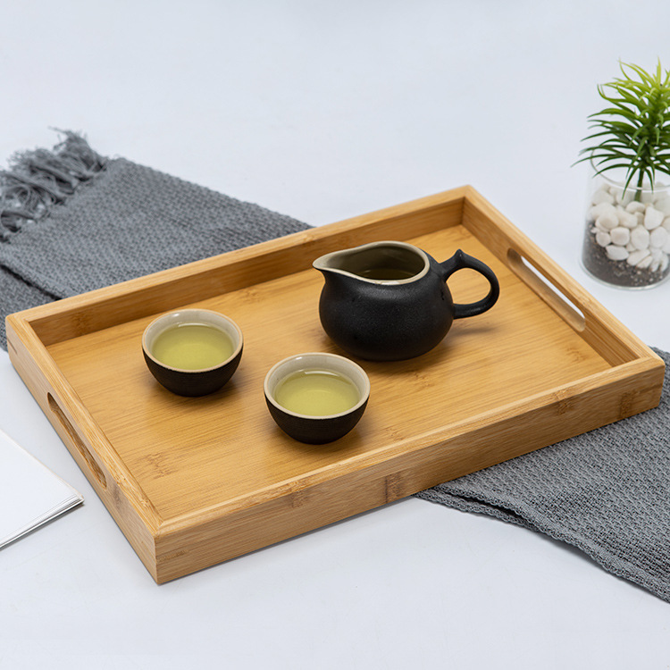 Simple Rectangular Bamboo Tray Household Bread Fruit Tray Bamboo Hotel Tea Tray Decoration Plate