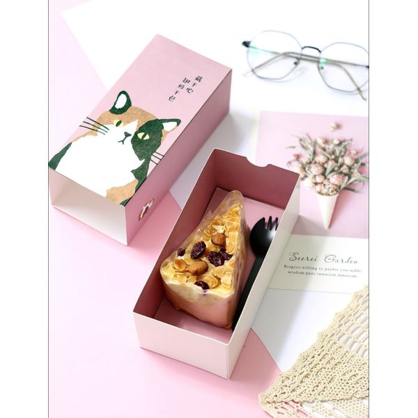 Oblong Paperboard Disposable Food Packaging Cardboard Box For Bread Macaron Cake
