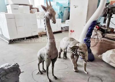 Indoor Mini Size Fiberglass Animal Statues Giraffe And Elephant Statues