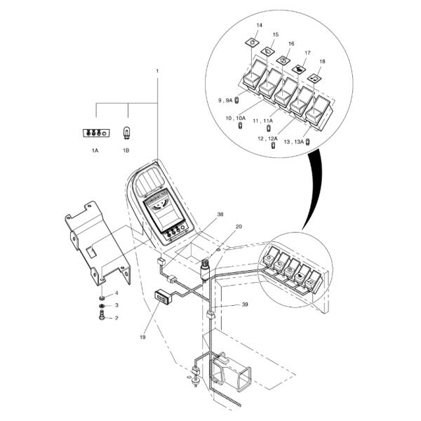 Индикаторная панель монитора экскаватора DH220-7 SOLAR225LC-V 2539-1068A 539-00048