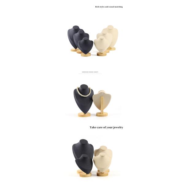 Soft Velvet Cover Wooden Necklace Display Stand Pendant Bust Display Stand