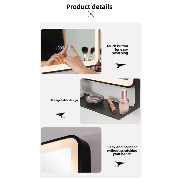 Modern LED Bathroom Vanity Mirror Touch Switch Wall-Mounted Illuminated Shelf for Storage for Apartment Villa Decor Makeup