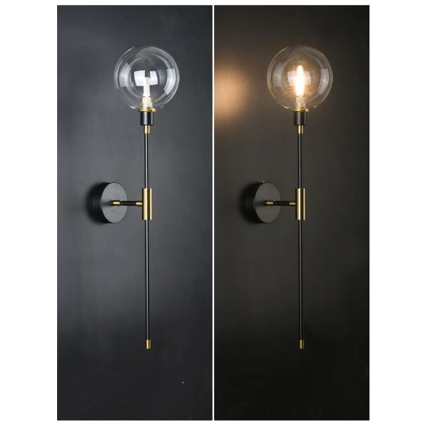 Home Bedside Wall Light Fixtures Black Iron Glass Ball Wall Lamps(WH-VR-152)