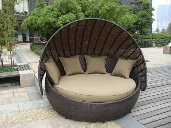 Indoor Office / Home Resin Wicker Daybed With Aluminium Frame
