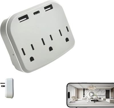 White Wifi Spy Camera Wall Outlet , Plastic Mini Hidden CCTV Camera