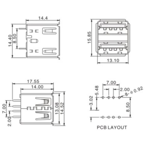 гнездо USB DC 30V женское, удваивает гнездо 3,0 соединитель Usb 180 градусов