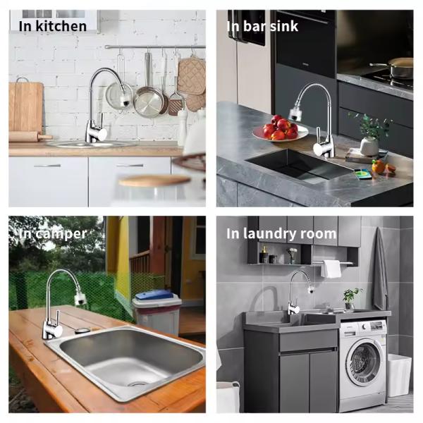 360 Degree Rotating Sense Faucets for Kitchen and Bathroom Sink Single Hole Installation