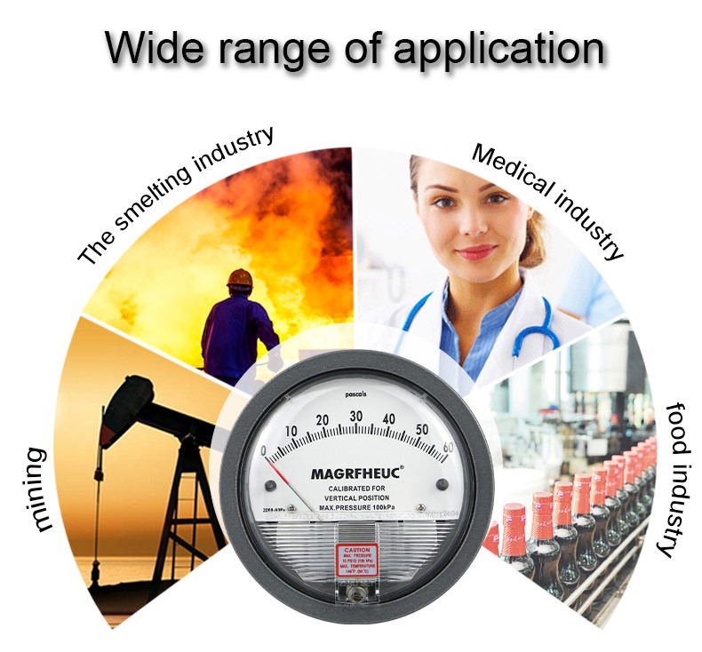 Yueqing Aluminum Shell Micro Differential Manometer Pressure Gauge with ±4% Precision