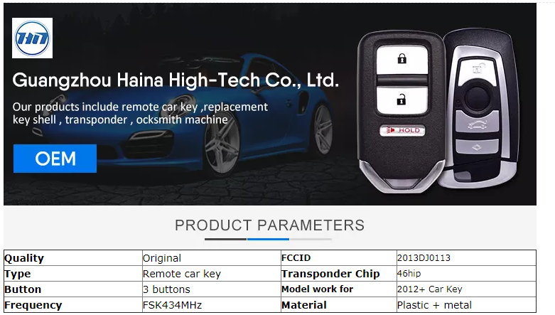 Original 433MHz 3 buttons 46chip Flip Controlled Auto Car Remote Key Folding Remote