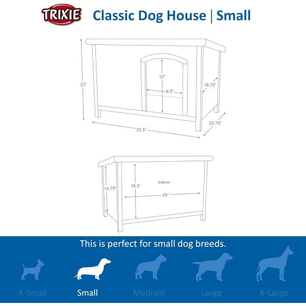 Functional Outdoor Dog House for Small Medium Large Dogs Wood Material and Chew Proof