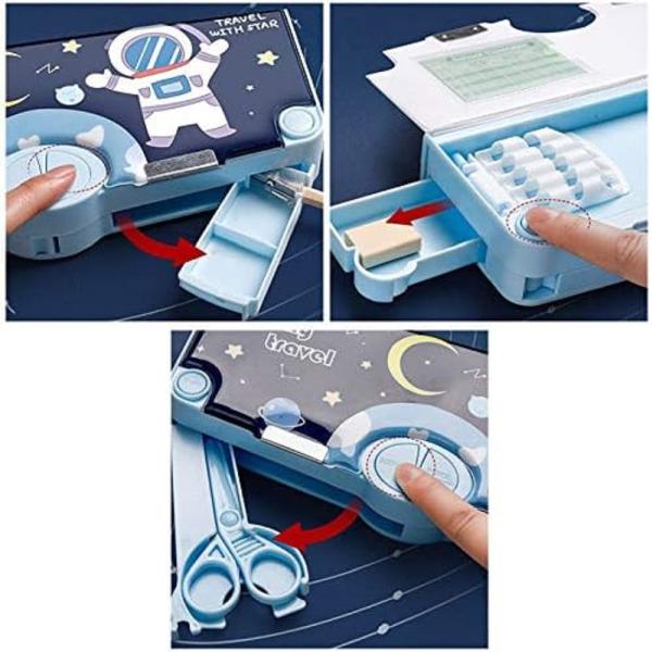 Multifunction Magnetic Pencil Case With 2 Compartments For Students Cartoon Pattern