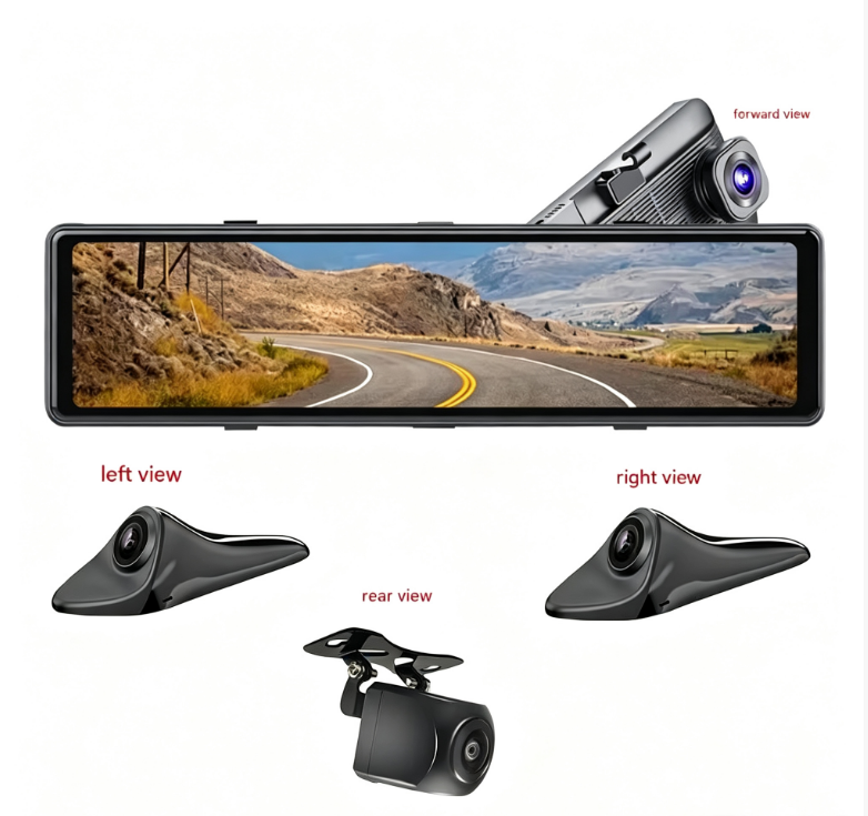 WIFI 4CH Rearview Mirror Dashcam, 11.26 Inch 1080P Car DVR with GPS & Night Vision for Toyota, OEM Available