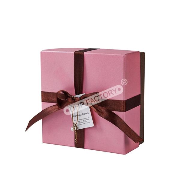 Custom Pink Small Jewelry Box With Bow Ring Packaging Boxes Exquisite