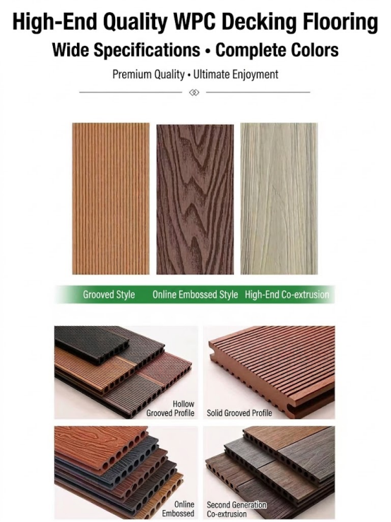 Solid Co Extruded WPC Decking Panel Natural Grain Non Toxic 140*18mm