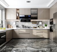 Meubles de cuisine en forme de U moderne avec une île de comptoir en MDF laqué mat