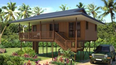 Cozinha de madeira Moistureproof do chuveiro dos bungalows da praia do bungalow da casa do projeto novo/casa de Saa