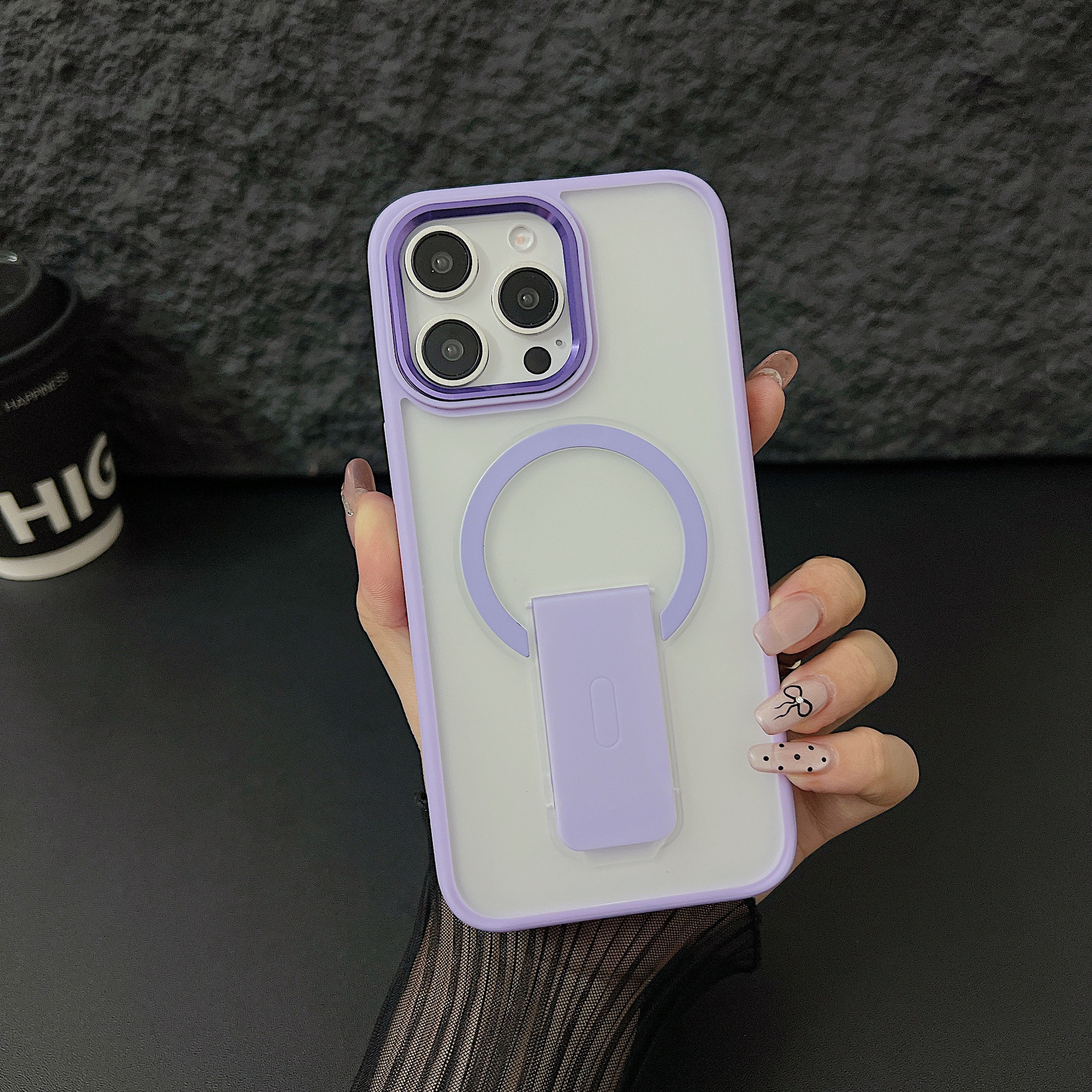OEM Luxury Matte Mobile Phone Case with Holder Skin Feel Cell Phone Cover for IPhone11 12 13 14 15 Pro Max Plus