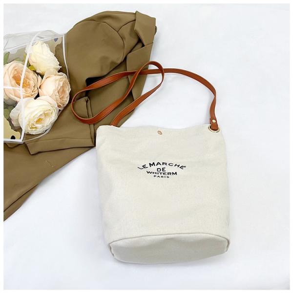 Newest Fashionable Medium Canvas Female Bucket Bag for 2024 Summer Crossbody Printing