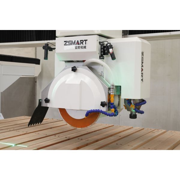ZEUS 4+3 AXIS BRIDGE CUTTING MACHINE 15KW+7.5KW 3200*2000MM CUT 100MM STONE CNC MACHINERY improve productivity save money free  after sales training custom logo servo motor spindle camera suction