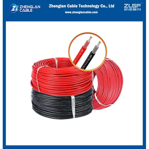 Solar Cable DC1.5KV Tinnd Copper/xlpo/xlpo 1x6mm2 Black & Red Photovoltaic Solar Cable H1Z2Z2-K