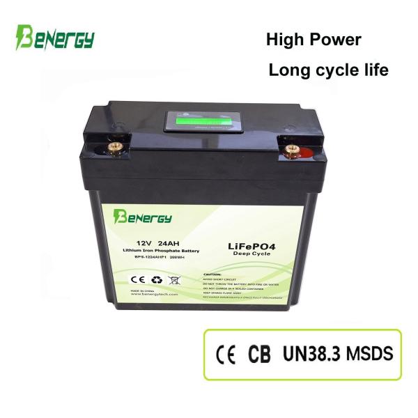 Long Cycle Life  12V 24Ah Lifepo4 Battery For Security Monitoring Equipment Children Car Toys Power Tools