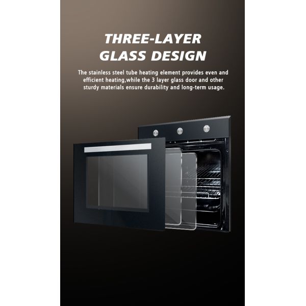 Built in Electrical Oven 4 Functions 70L Standard Black Glass Mechanical Control Plate*1 Grill*1