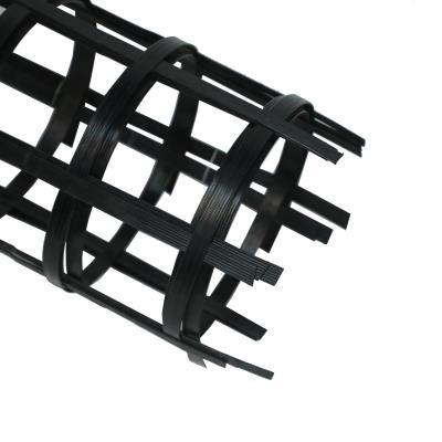 Malha biaxiaa preta 25-200kN/M de Geogrid do poliéster do ANIMAL DE ESTIMAÇÃO