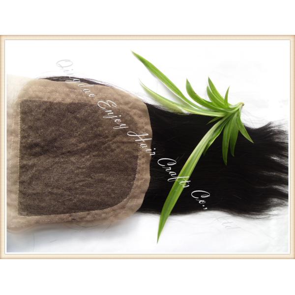 Silk top closure 4''x4'' peruvian virgin hair natural color,straight 10''-24''middle part