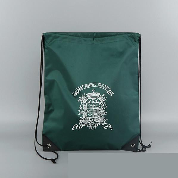 Drawstring Polyester backpack with leather PU, Premium bag 210D  strong sports bag, outdoor bags for corporate gifts