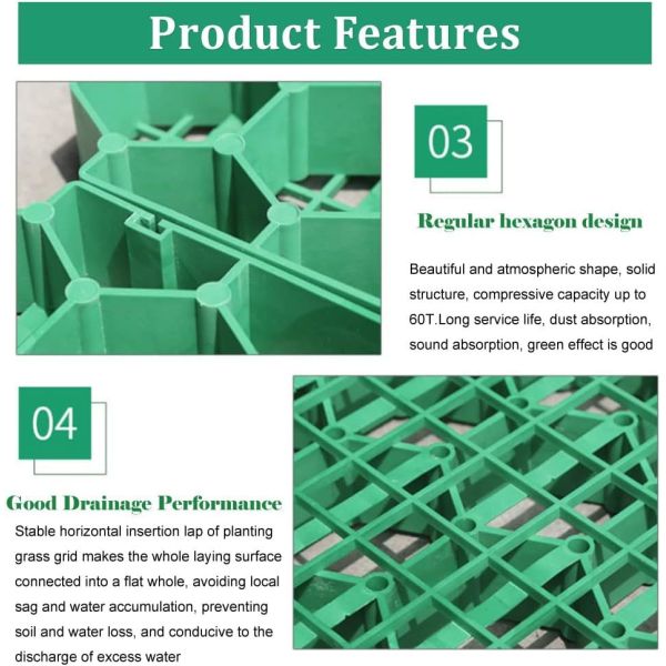 Permeable Grass Pavers Grid Flat-Interlocked,HDPE Plastic Shed Base For Landscaping And Soil Reinforcement In Parking Lots,RV And Boat Storage Pads,Driveways (8 Pieces/22 Sq.Ft.) (Green)