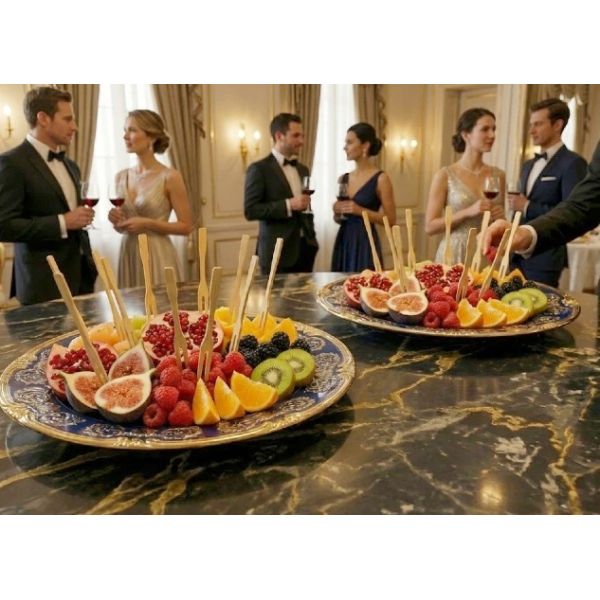 OEM Disposable Bamboo Tableware Double Prong Fruit Forks For Catering & Events