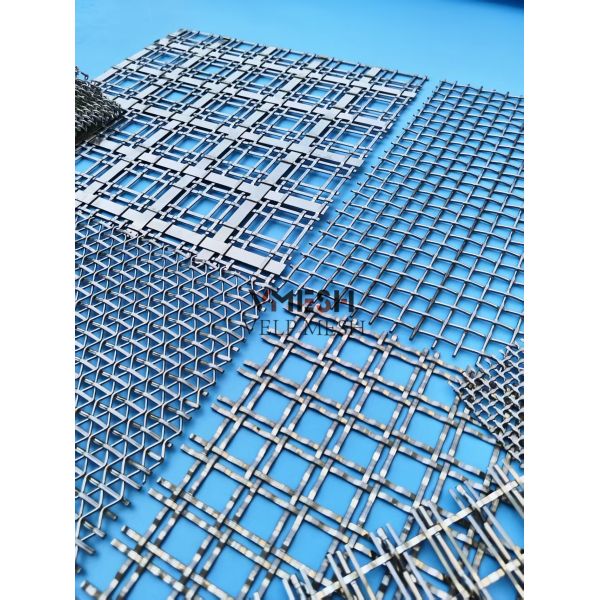 Gold Painted Architectural Metal Mesh Decorative Woven Wire Pattern Strip Mesh Panels 