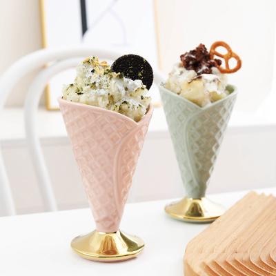 Copo cerâmico da decoração da casa da porcelana para o OEM da sobremesa do gelado