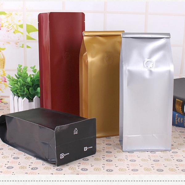 Half Pound Coffee Bean Packaging Bags , Zipper Coffee Pouch Bags Flat Bottom 90 X 255 X 60mm