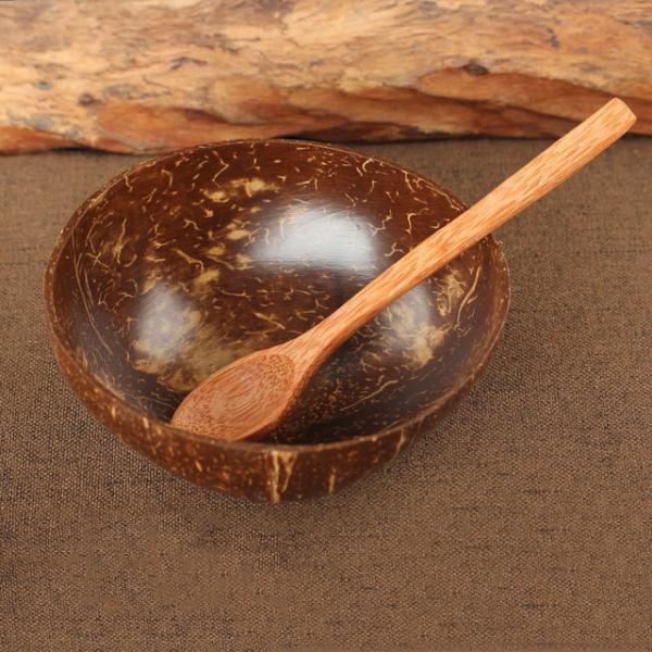 Eco-Friendly Coconut Bowl and Spoon Set with Personalized Logo Durable Dinnerware Type