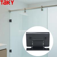 Porte de douche moderne connectée cadre 90 degrés noir en acier inoxydable porte en verre charnière