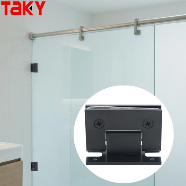 Porte de douche moderne connectée cadre 90 degrés noir en acier inoxydable porte en verre charnière