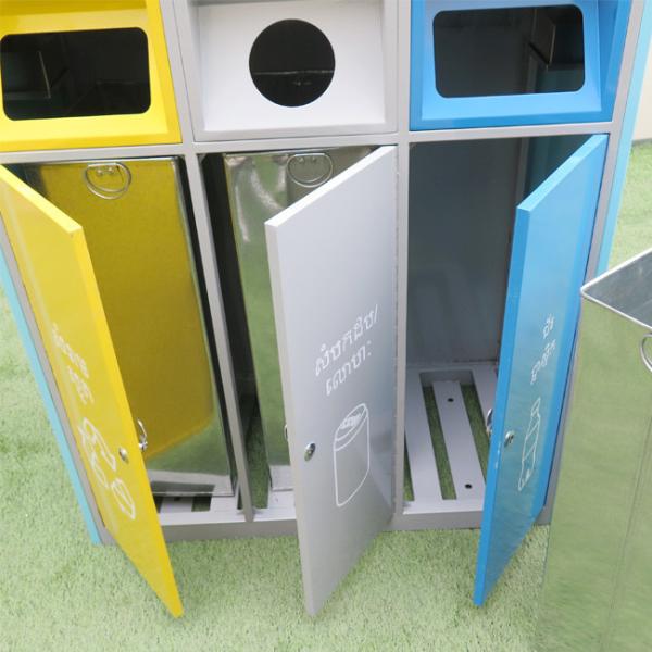 Stainless Steel Recycling 1350mm 35L 3 Compartment Trash Can
