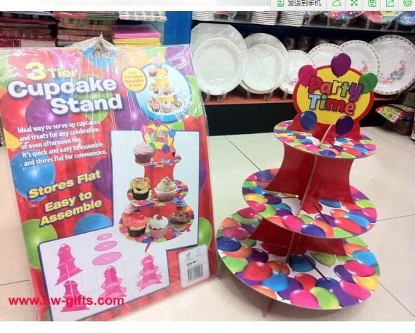 Fashion Colorful Design 3 Tier Paper Cardboard Cupcake Stand,Wholesale Wedding Cake Stand