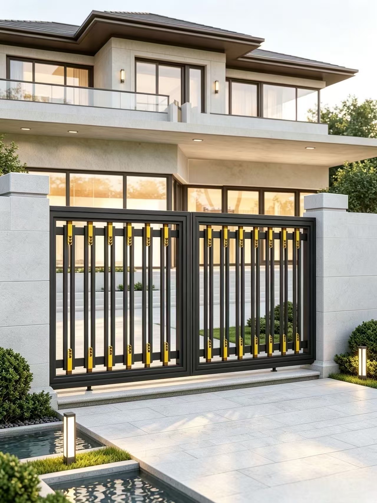 Custom Size T6-T5 Aviation-grade Aluminum Alloy Courtyard Gate with Electric Control for Villa Gardens