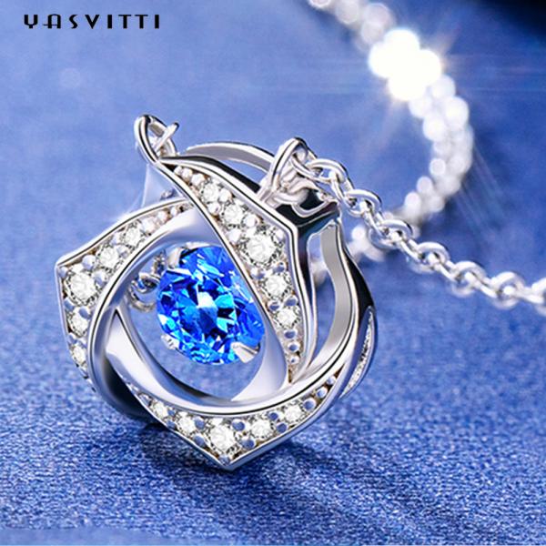 ожерелье 1.64ft Zirconia привесного ожерелья 2g Fiancée 18k стерлинговое серебряное кубическое