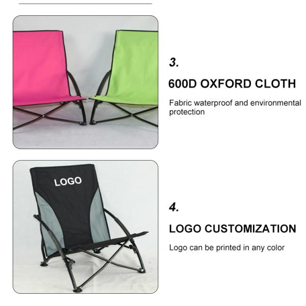 Camping Folding Beach Chair Ultralight Waterproof Low Seat Backpacking With Cup Holder