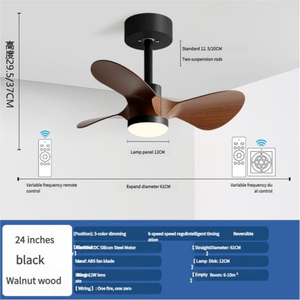 20 pulgadas pequeño ventilador de techo luz americana retro silencioso ventilador eléctrico luz colgante